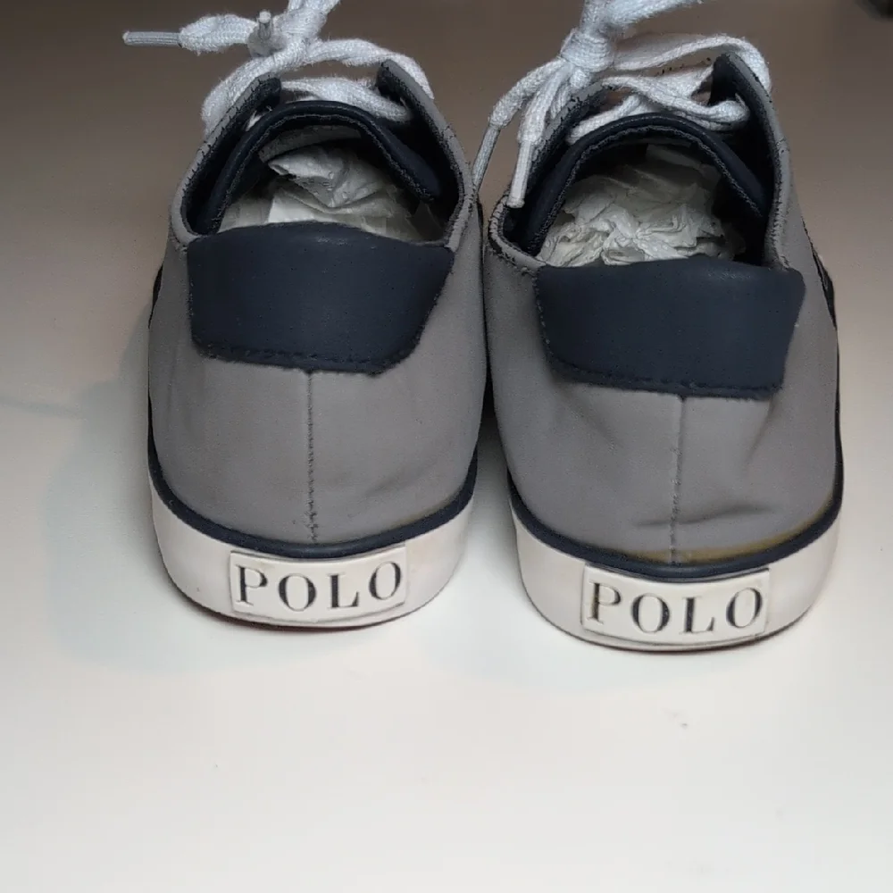 Polo by Ralph Lauren Gray and Navy Leather Sneakers